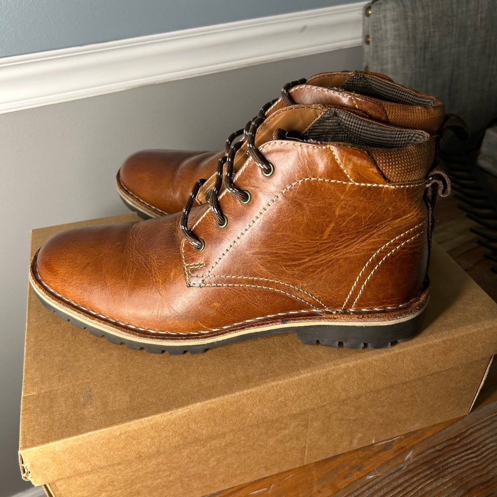 Steve Madden Newcomb Cognac Leather Lace Up Ankle Boots‎ Men Size 9